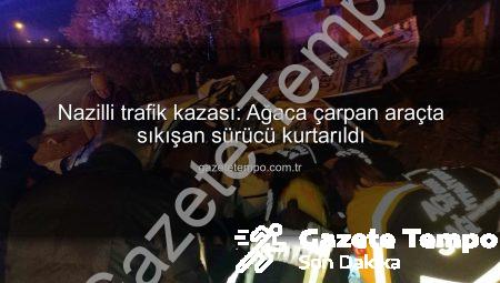 Nazilli trafik kazası: Ağaca çarpan araçta sıkışan sürücü kurtarıldı